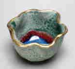pinch pot with gold leaf, 3.5" dia., 