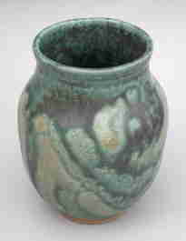 small green vase, 5" high, 