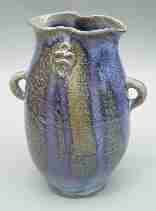 lavender vase with handles, 7" high, 