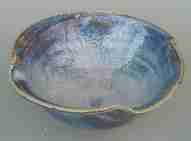 blue bowl with altered rim, 7" dia., 