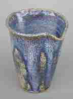 Lavender vase with altered rim, 6" high, 